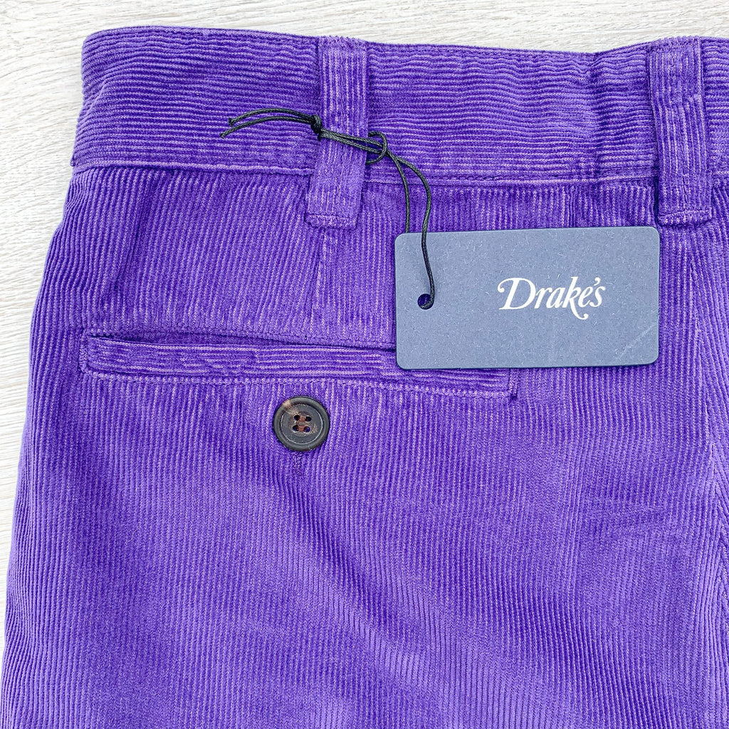 Drake's Purple Needle Cord Cotton Corduroy Chino Shorts - House Of Huntington
