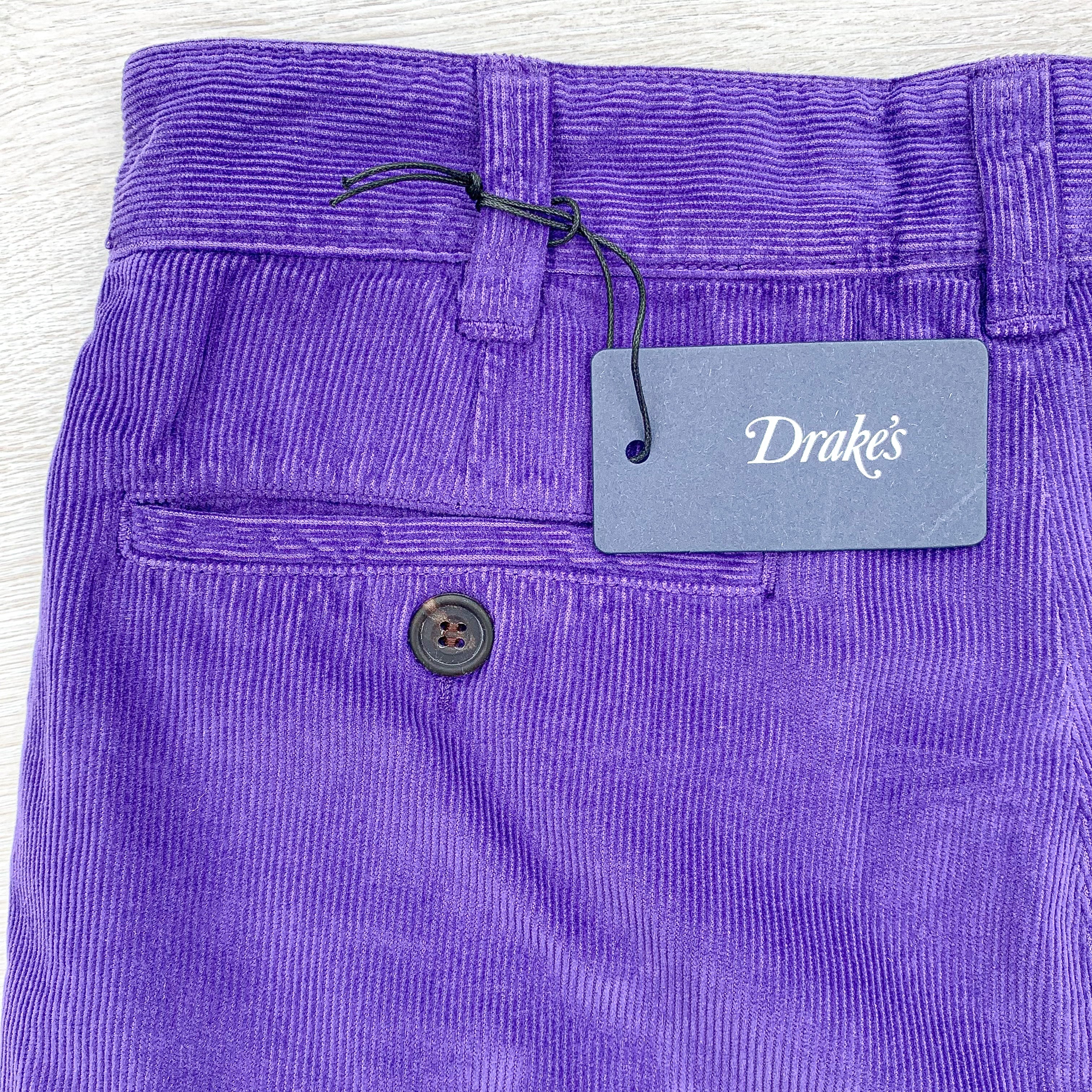Drake's Purple Needle Cord Cotton Corduroy Chino Shorts - House Of Huntington