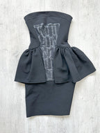 DAVID KOMA Black Peplum Print Front Strapless Dress - House Of Huntington