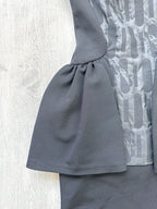 DAVID KOMA Black Peplum Print Front Strapless Dress - House Of Huntington