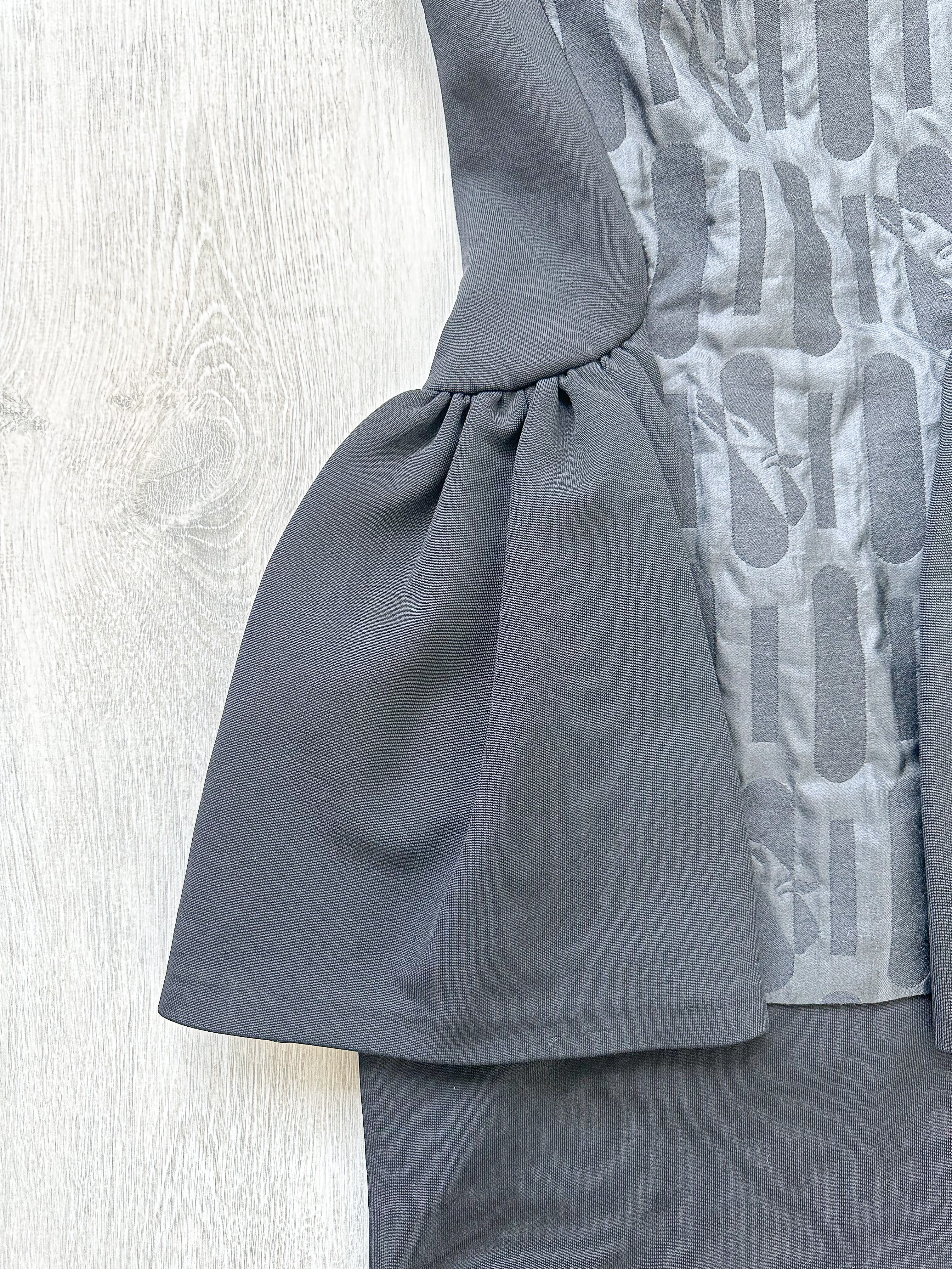 DAVID KOMA Black Peplum Print Front Strapless Dress - House Of Huntington