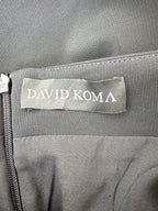 DAVID KOMA Black Peplum Print Front Strapless Dress - House Of Huntington