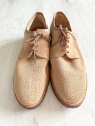 Private White V.C X Grenson Williams Perforated Suede Derby Shoe In Mushroom Brown - House Of Huntington