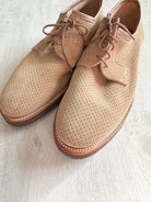 Private White V.C X Grenson Williams Perforated Suede Derby Shoe In Mushroom Brown - House Of Huntington