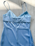 DAVID KOMA Blue Satin Triangle Detail Asymmetric High Leg Midi Dress - House Of Huntington