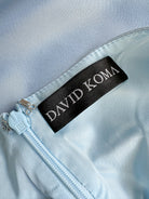 DAVID KOMA Blue Satin Triangle Detail Asymmetric High Leg Midi Dress - House Of Huntington