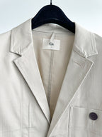 Folk Mens Beige Herringbone Workwear Blazer Jacket - House Of Huntington