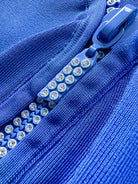 DAVID KOMA Blue Crystal Embellished Zipper Front Long Sleeve Mini Dress - House Of Huntington