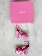 PARIS TEXAS Pink Tatiana Patent Leather Platform 130mm High Heels - House Of Huntington