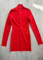 DAVID KOMA Red Butterfly Embroidery Long Sleeve High Neck Mini Dress - House Of Huntington