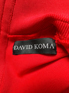 DAVID KOMA Red Butterfly Embroidery Long Sleeve High Neck Mini Dress - House Of Huntington
