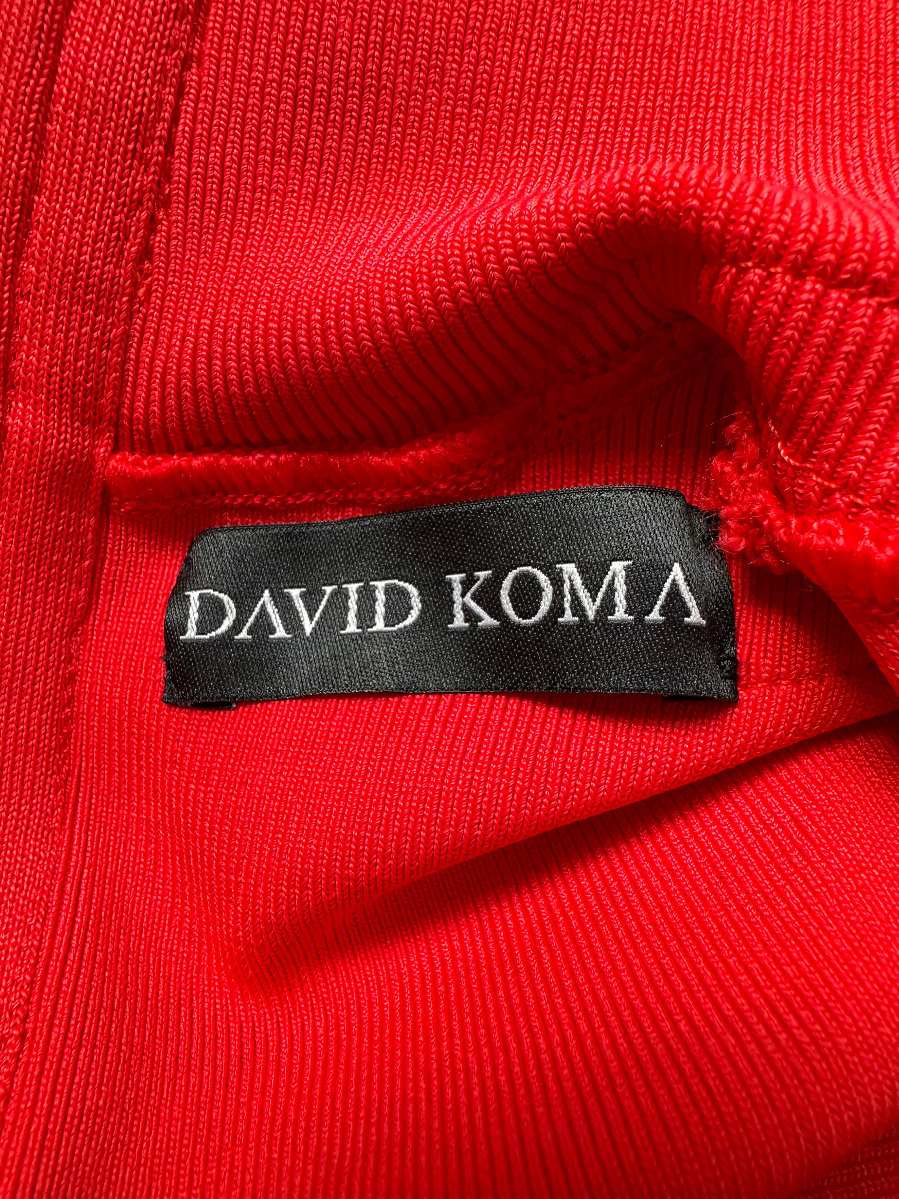 DAVID KOMA Red Butterfly Embroidery Long Sleeve High Neck Mini Dress - House Of Huntington
