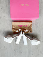 PARIS TEXAS White Tatiana Patent Leather Platform 130mm High Heels - House Of Huntington
