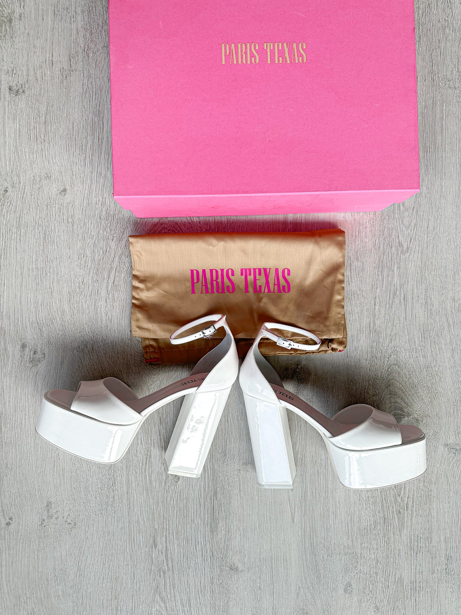 PARIS TEXAS White Tatiana Patent Leather Platform 130mm High Heels - House Of Huntington