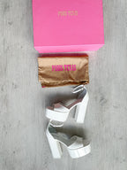 PARIS TEXAS White Tatiana Patent Leather Platform 130mm High Heels - House Of Huntington