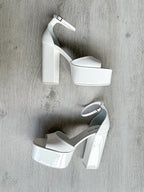 PARIS TEXAS White Tatiana Patent Leather Platform 130mm High Heels - House Of Huntington