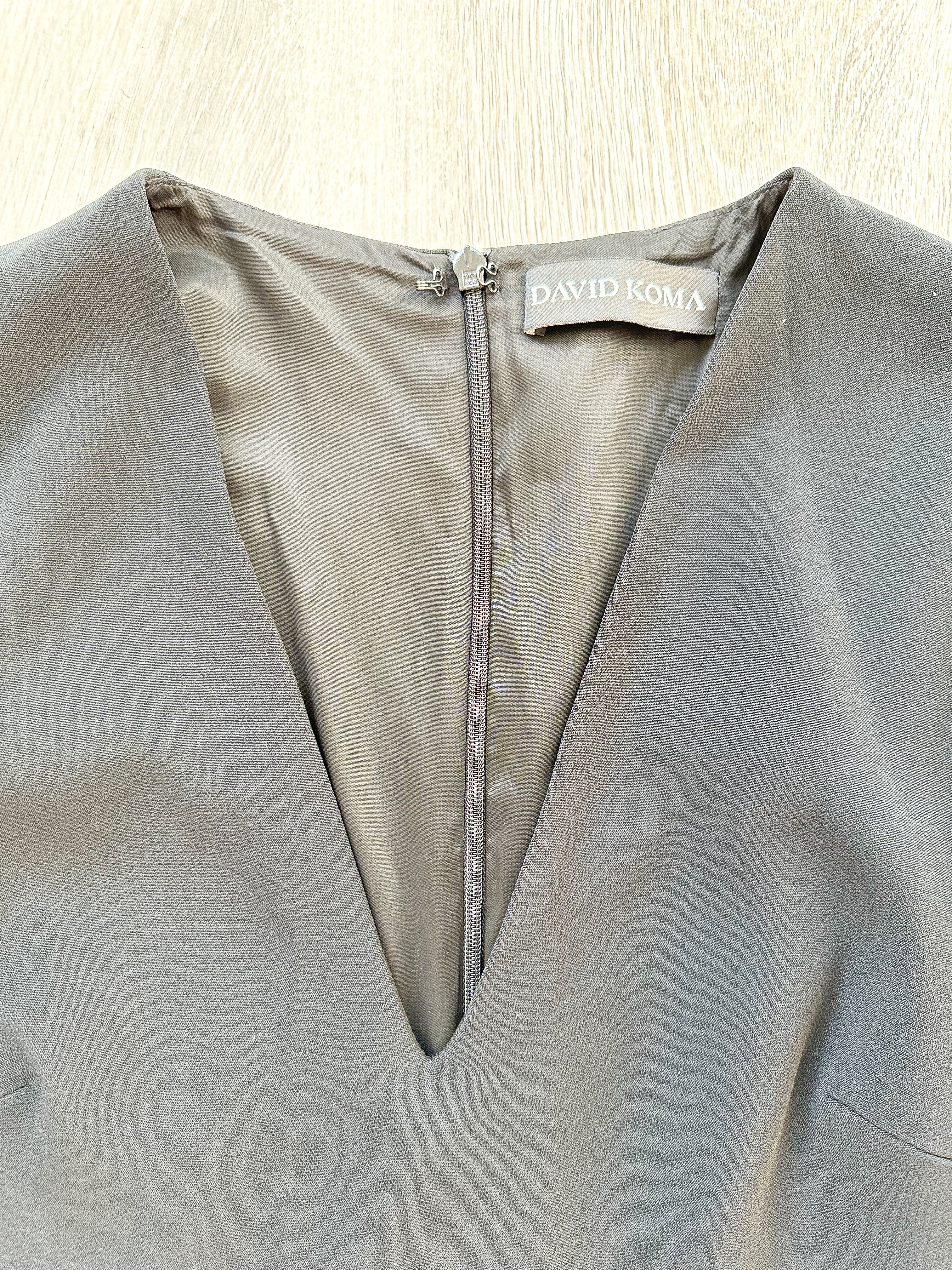 DAVID KOMA Black V-Neck Long Sequinned Sleeved Mini Dress - House Of Huntington