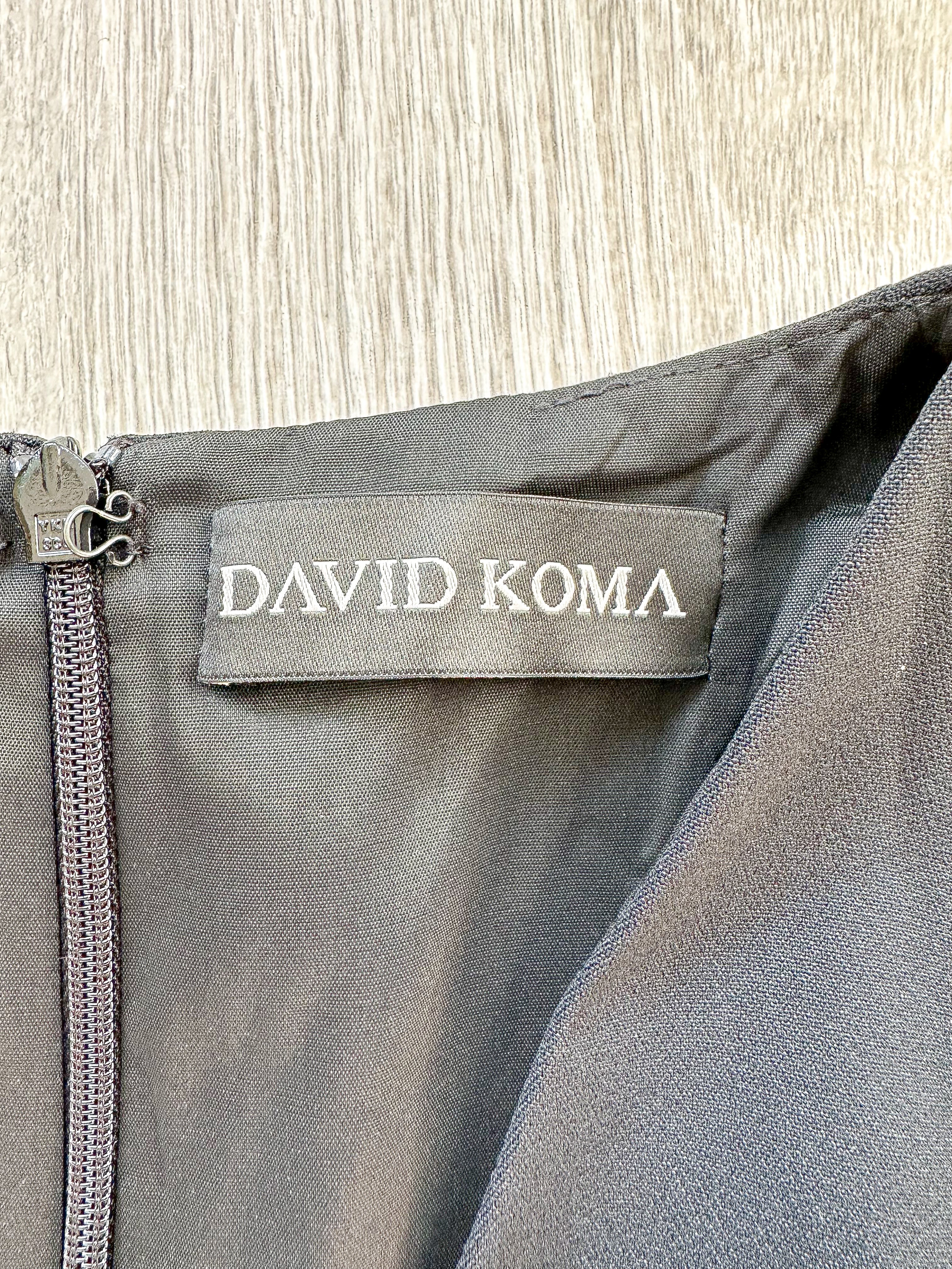 DAVID KOMA Black V-Neck Long Sequinned Sleeved Mini Dress - House Of Huntington