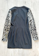 DAVID KOMA Black V-Neck Long Sequinned Sleeved Mini Dress - House Of Huntington