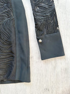DAVID KOMA Black Animal Print Lace Long Sleeve Mini Black Dress - House Of Huntington