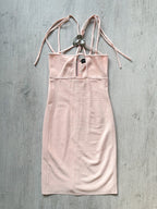 DAVID KOMA Flower Embellished Strappy Pink Mini Dress - House Of Huntington