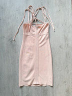 DAVID KOMA Flower Embellished Strappy Pink Mini Dress - House Of Huntington