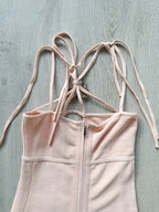 DAVID KOMA Flower Embellished Strappy Pink Mini Dress - House Of Huntington