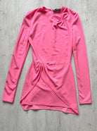 DAVID KOMA Pink Long Sleeve Wrap Detail Ruched Mini Dress - House Of Huntington