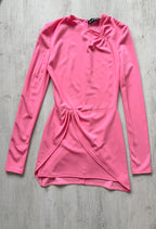 DAVID KOMA Pink Long Sleeve Wrap Detail Ruched Mini Dress - House Of Huntington