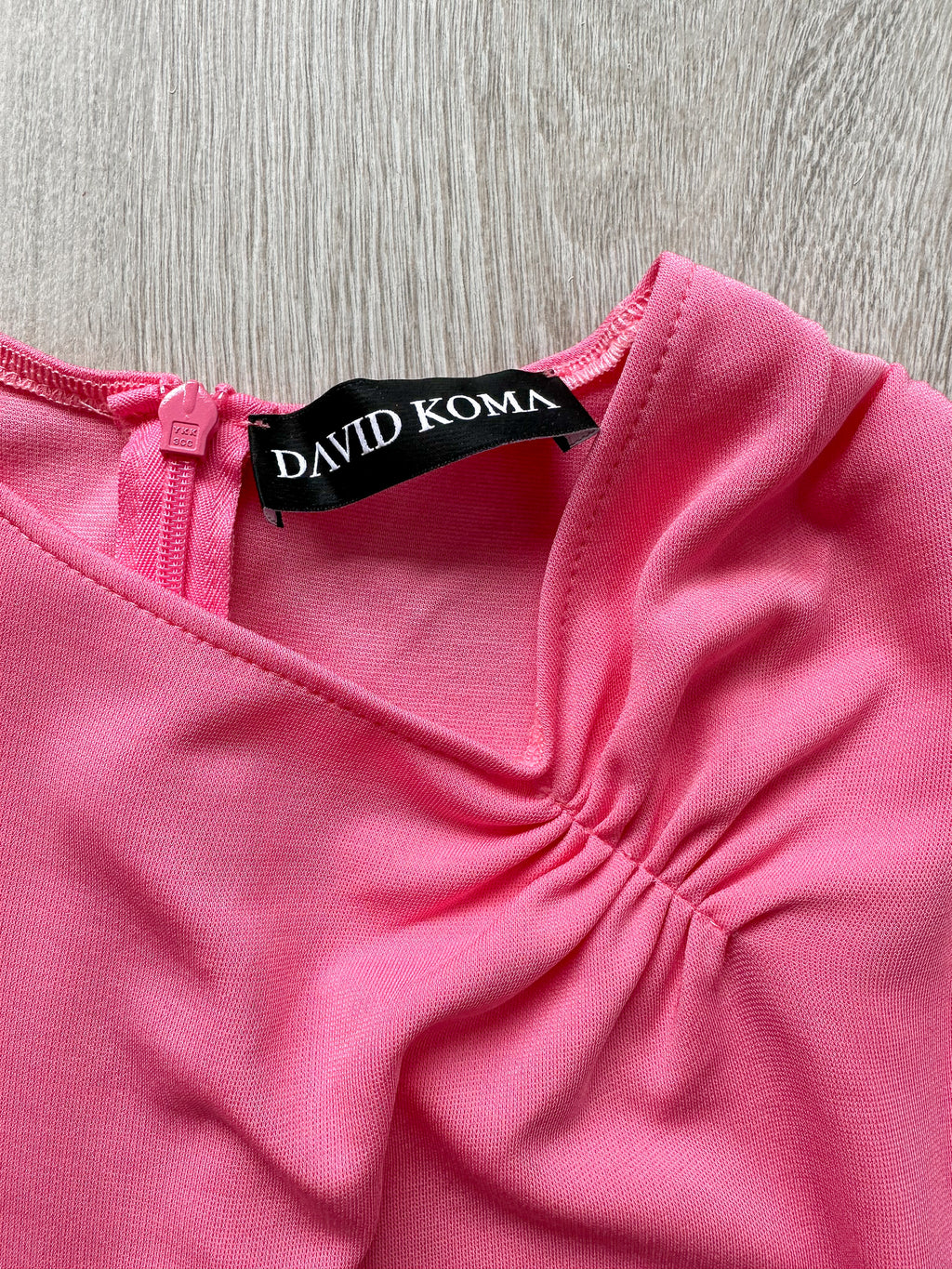 DAVID KOMA Pink Long Sleeve Wrap Detail Ruched Mini Dress - House Of Huntington