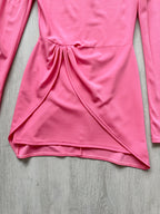 DAVID KOMA Pink Long Sleeve Wrap Detail Ruched Mini Dress - House Of Huntington