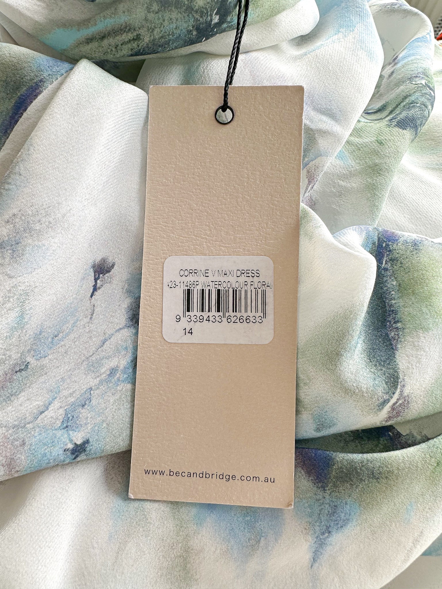 Bec + Bridge Corrine Floral Slip Watercolour Satin V Neck Maxi Dress