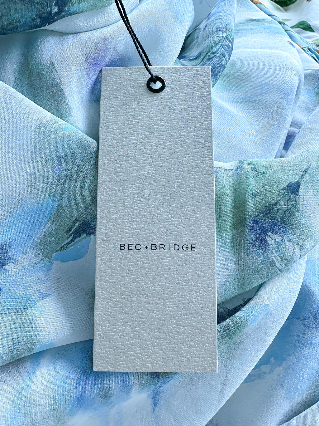 Bec + Bridge Corrine Floral Slip Watercolour Satin V Neck Maxi Dress