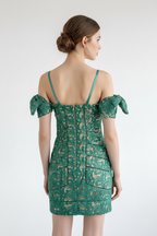 Vestido verde autorretrato mariposa encaje guipur