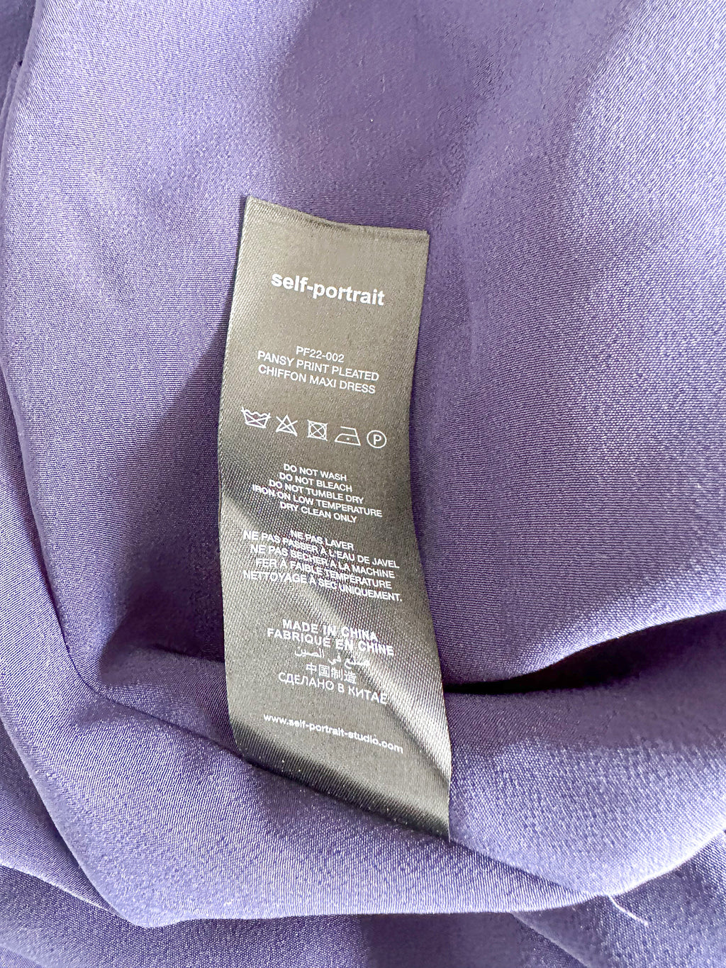 Self-Portrait Pansy Floral Blue Sweetheart Neck Pleated Chiffon Maxi Dress