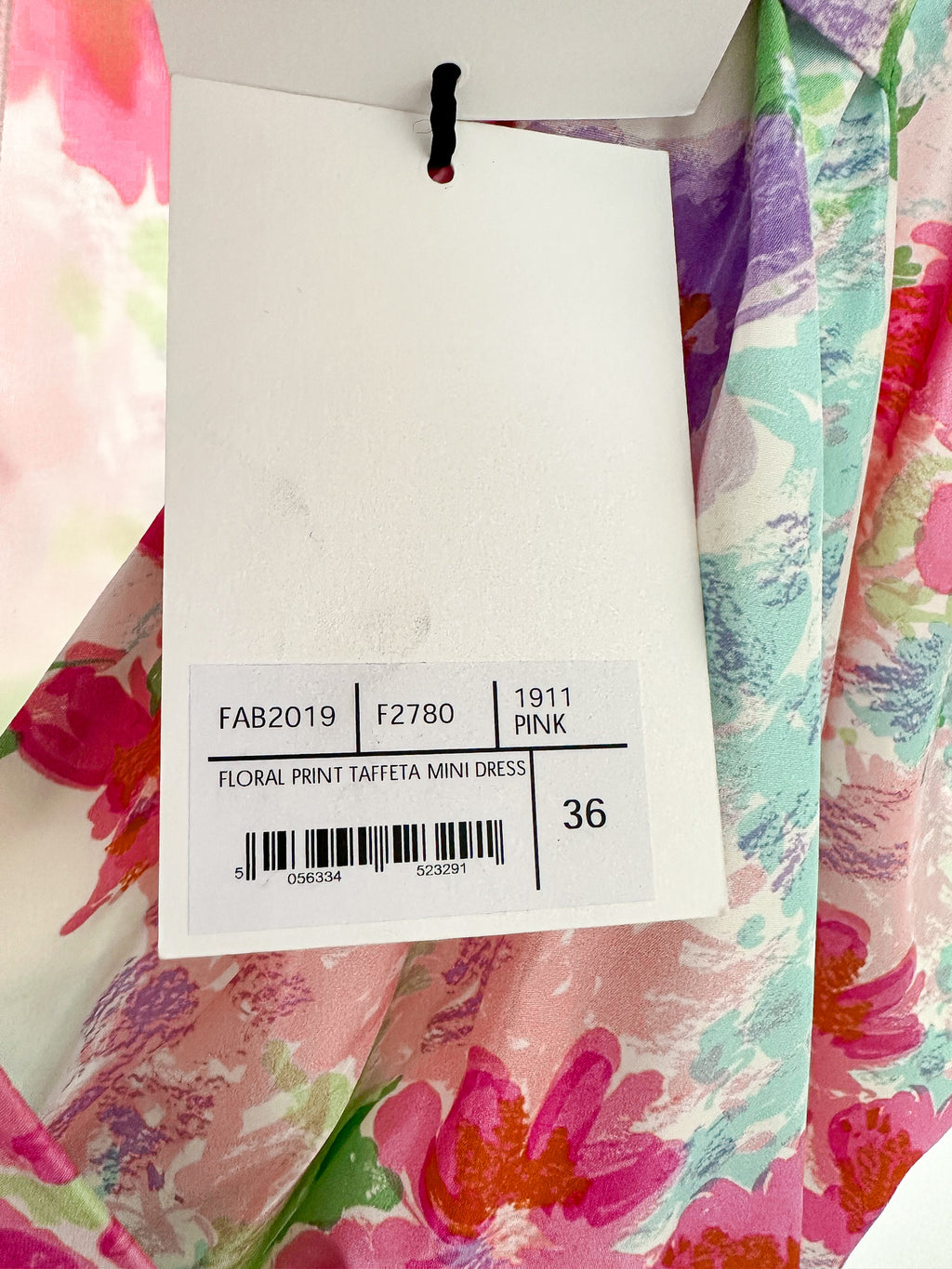 ALESSANDRA丰富花卉印花塔夫绸蝴蝶结前褶饰迷你连衣裙