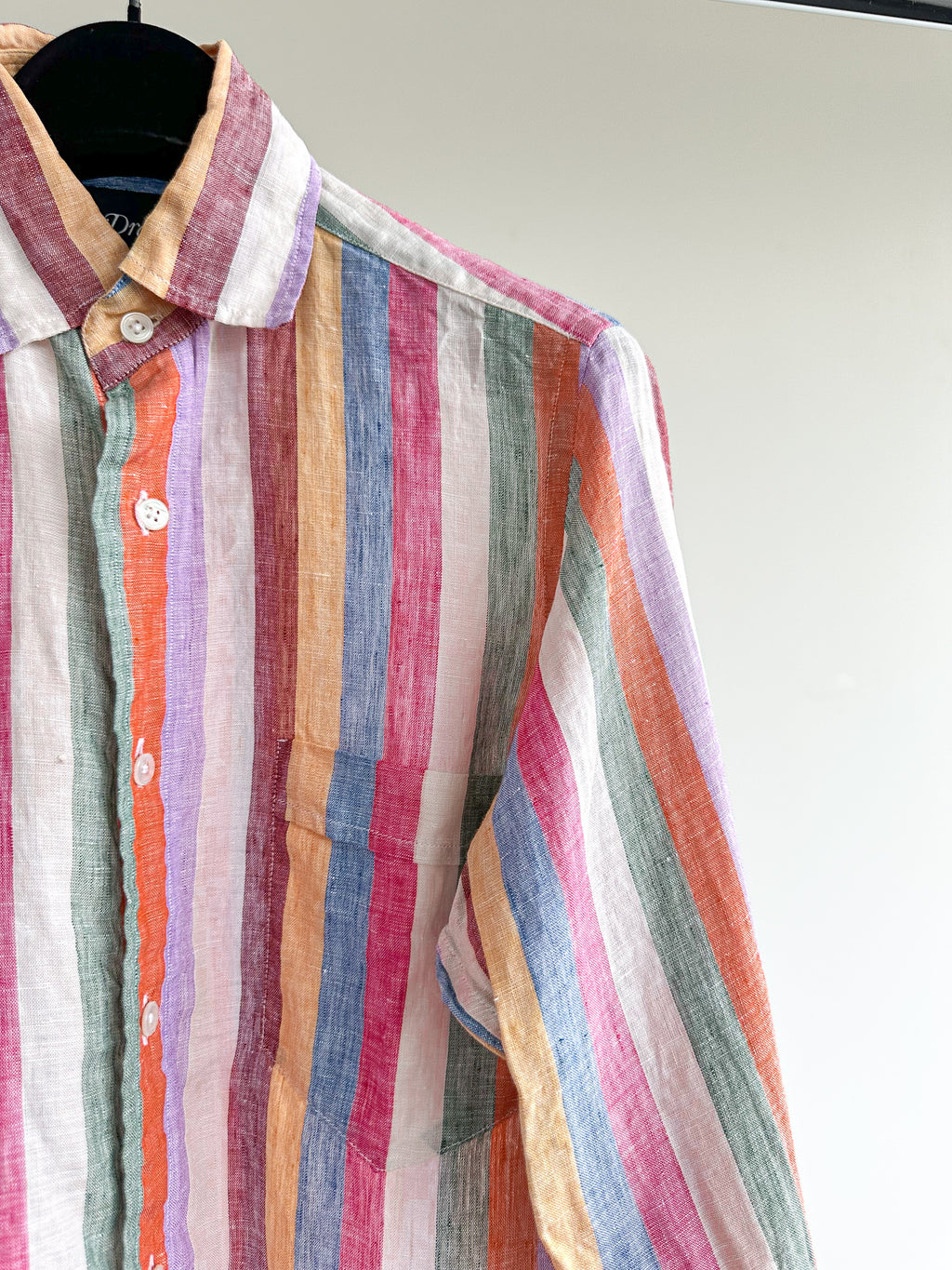 Drake's Linen Pastel Striped Shirt - House Of Huntington