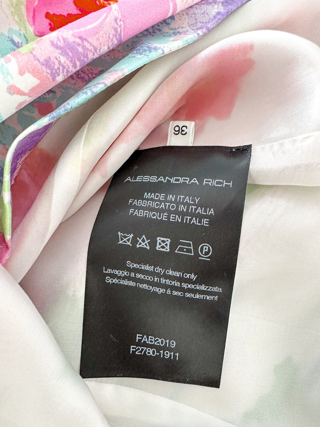 ALESSANDRA丰富花卉印花塔夫绸蝴蝶结前褶饰迷你连衣裙