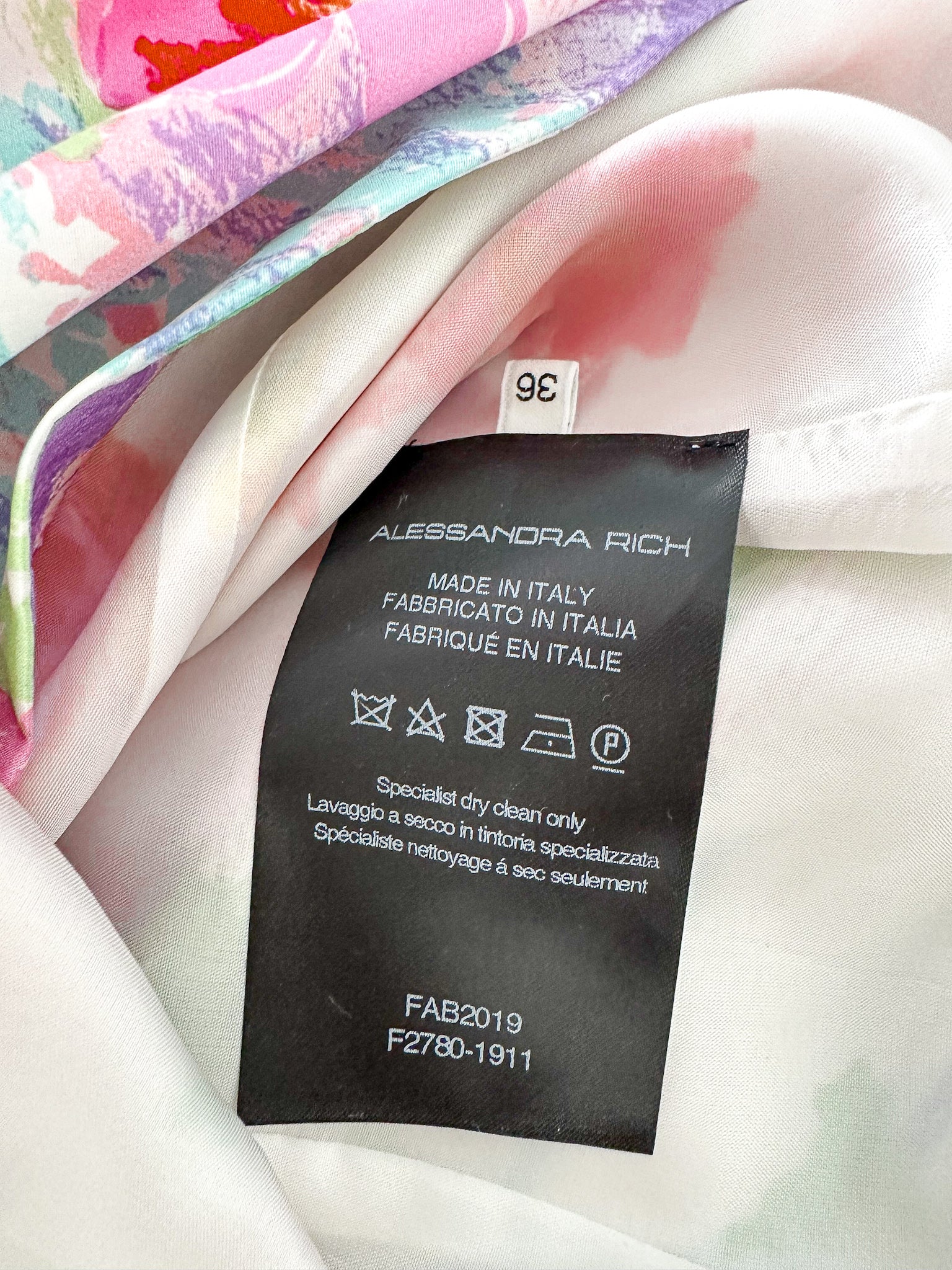 ALESSANDRA丰富花卉印花塔夫绸蝴蝶结前褶饰迷你连衣裙