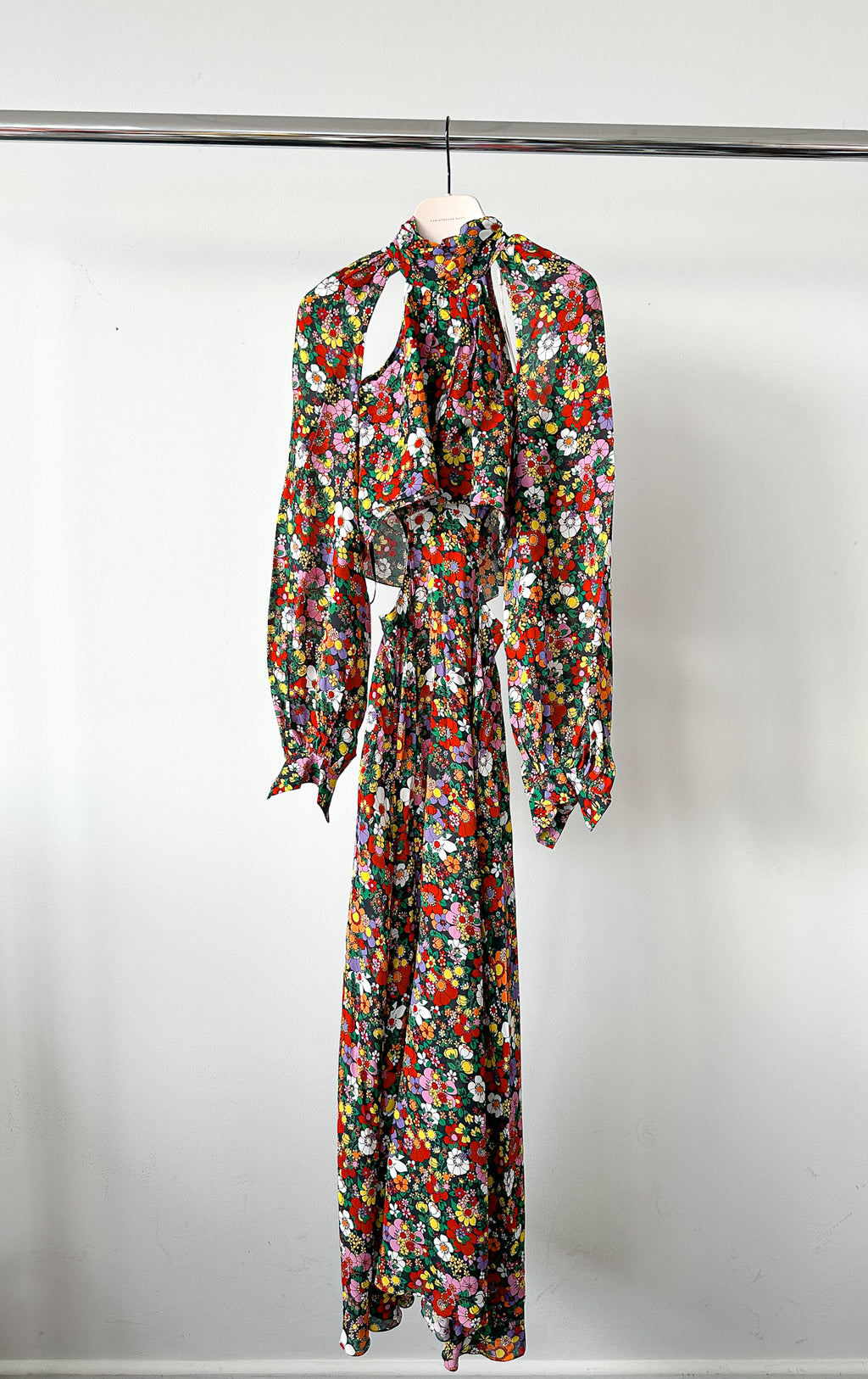 Christopher Kane Psych Floral Cut-Out Midi Dress