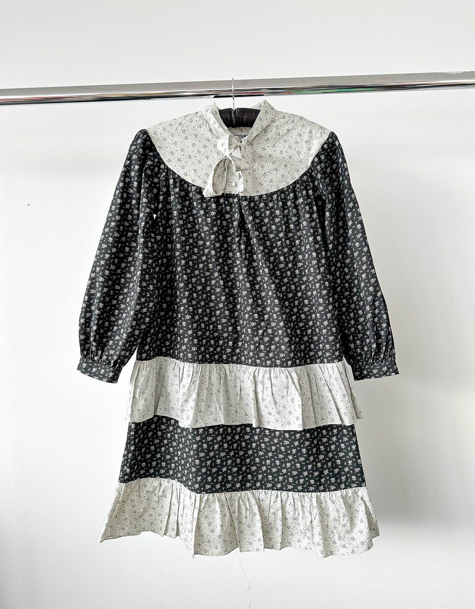 batsheva mini dress Square Neck Mini Prairie Dress in Beige Tartan 14 / Multi