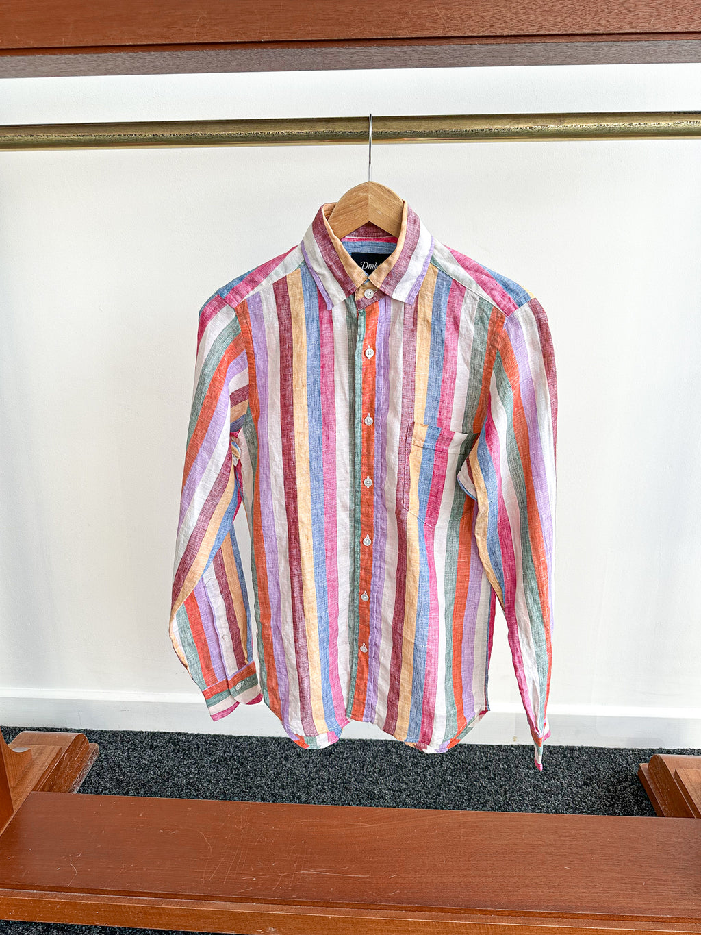 Drake's Linen Pastel Striped Shirt - House Of Huntington