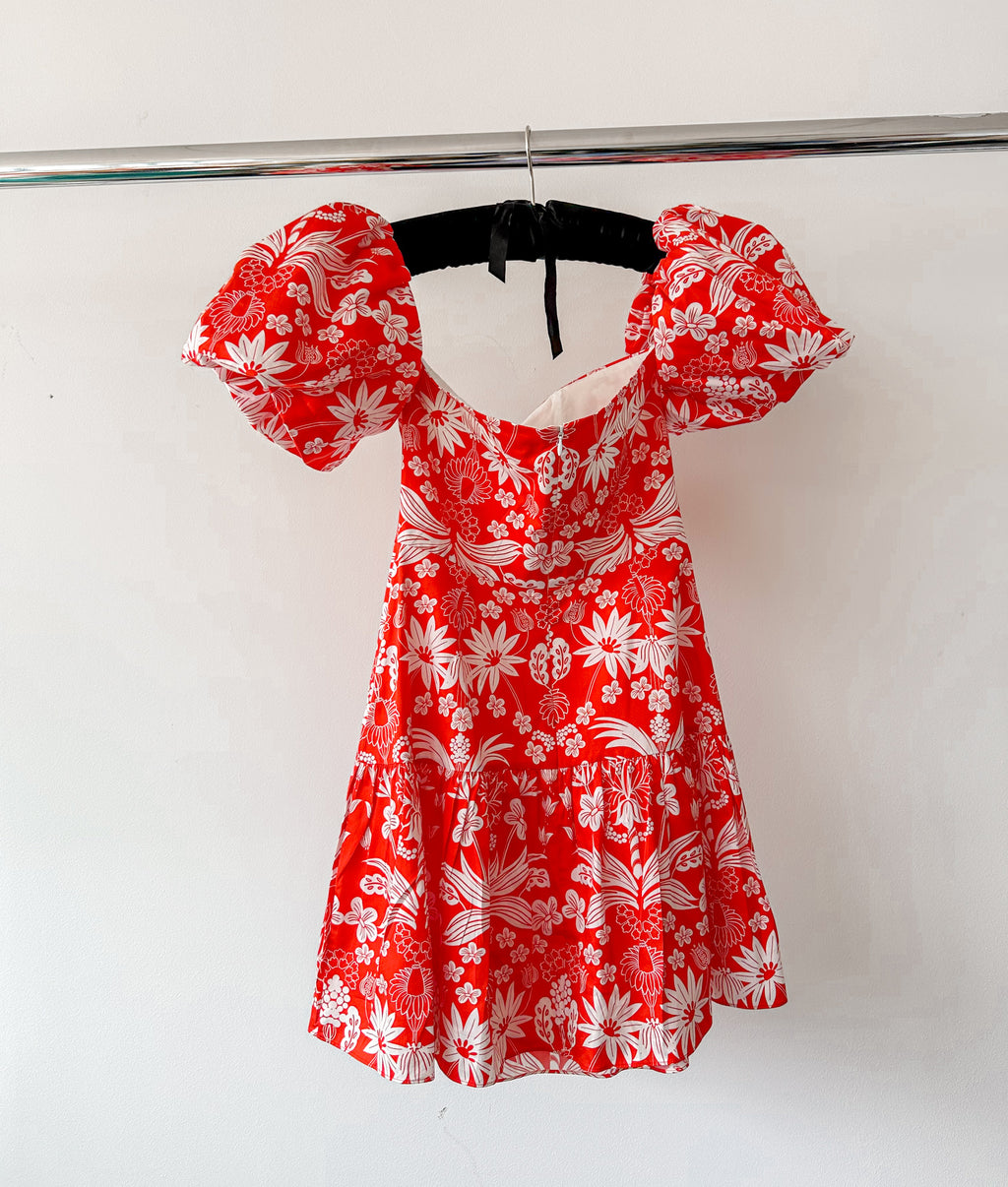Borgo De Nor Ziggy Red Floral Off Shoulder Hemera Mini Dress