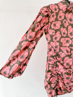 Agua by Agua Bendita Guaba Ruched Floral-Print Linen Mini Dress