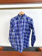 Drake's Navy Blue Checked Cotton Shirt - House Of Huntington