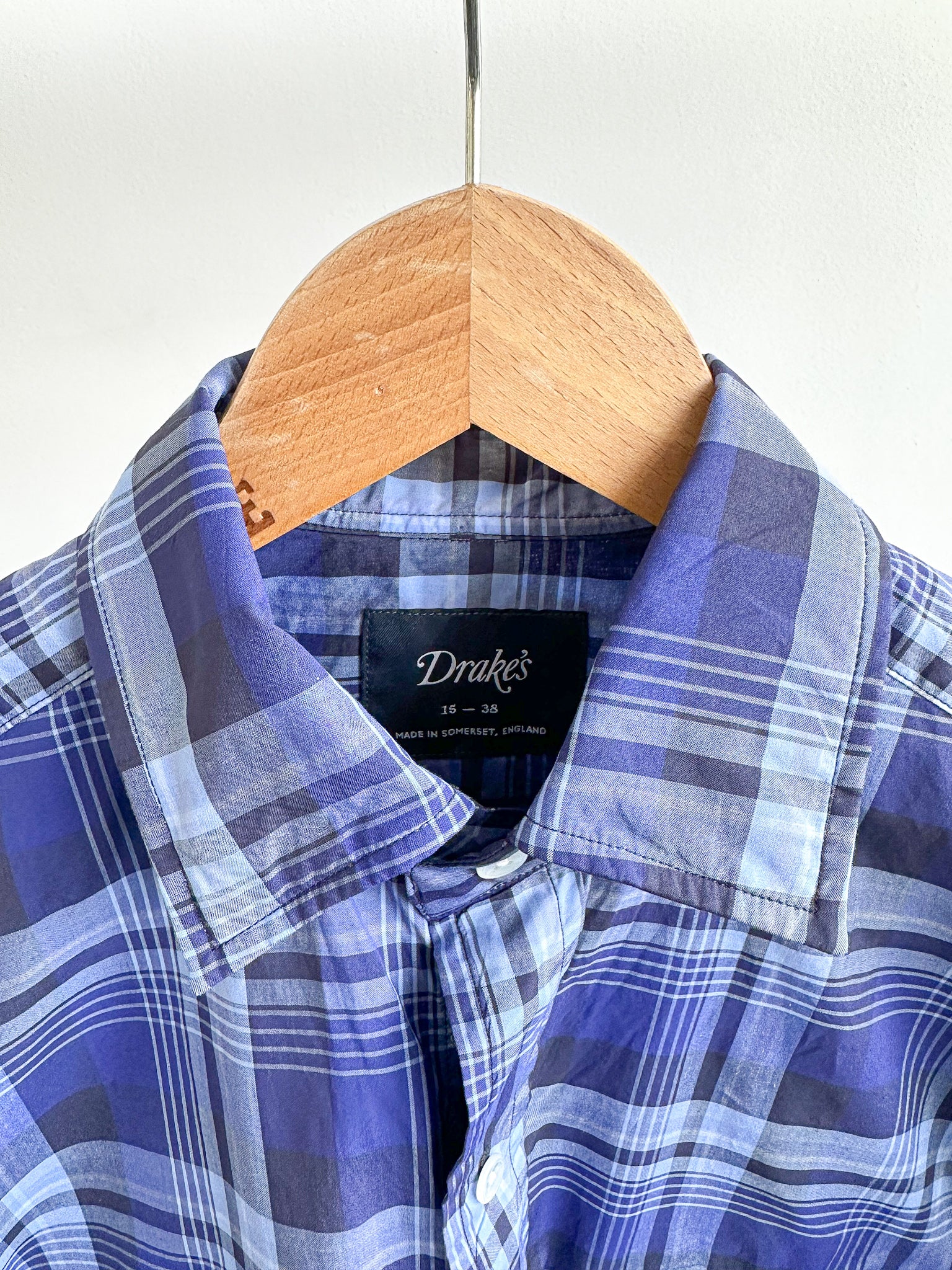 Drake's Navy Blue Checked Cotton Shirt - House Of Huntington