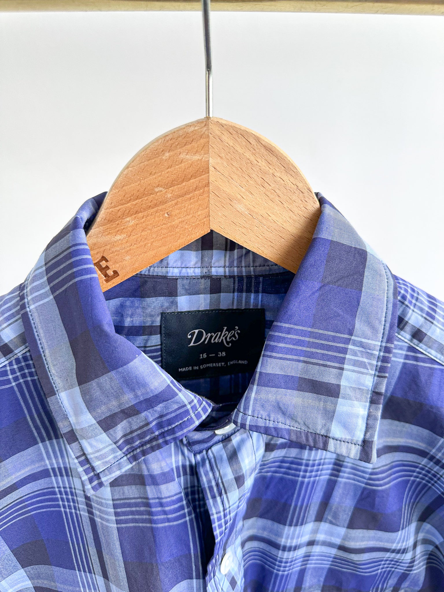 Drake's Navy Blue Checked Cotton Shirt - House Of Huntington