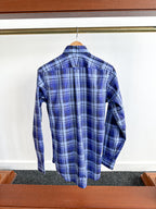 Drake's Navy Blue Checked Cotton Shirt - House Of Huntington