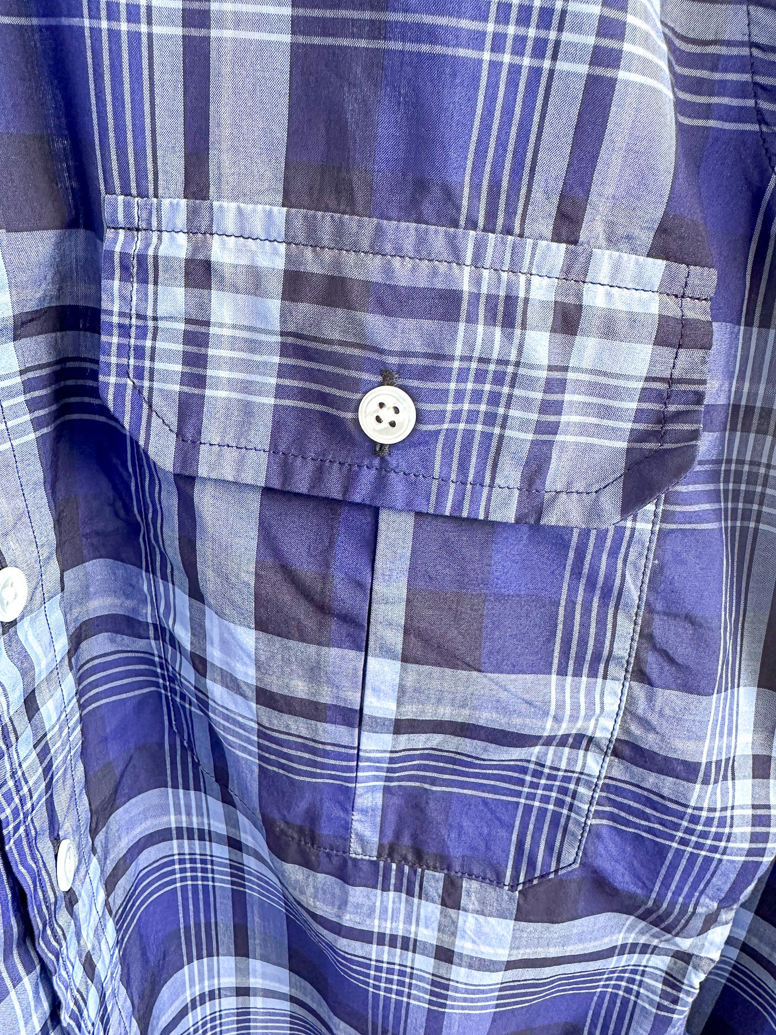 Drake's Navy Blue Checked Cotton Shirt - House Of Huntington