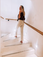 Pain De Sucre Ecru Soft Touch Stretch Waist Trousers in Brody
